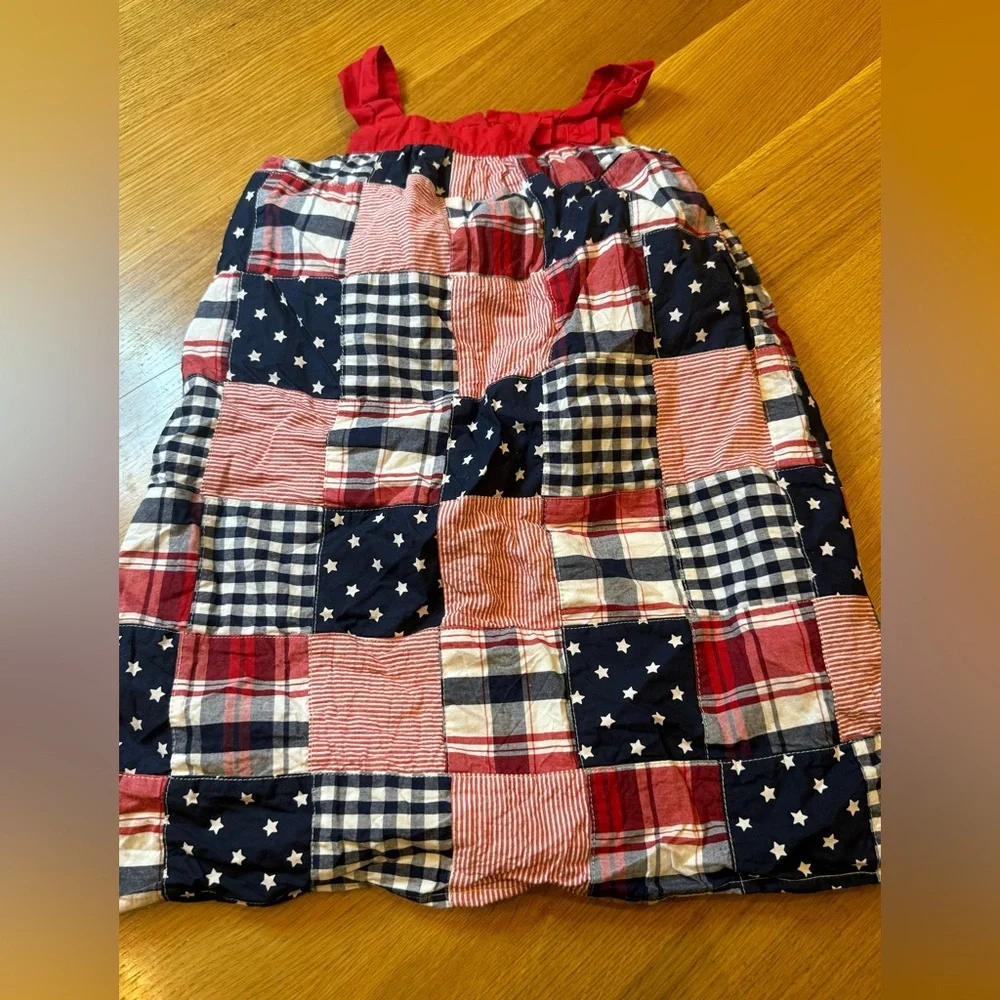 GYMBOREE Patchwork Girl’s Dress with Red and Blue Patterns Patriotic Size 5T